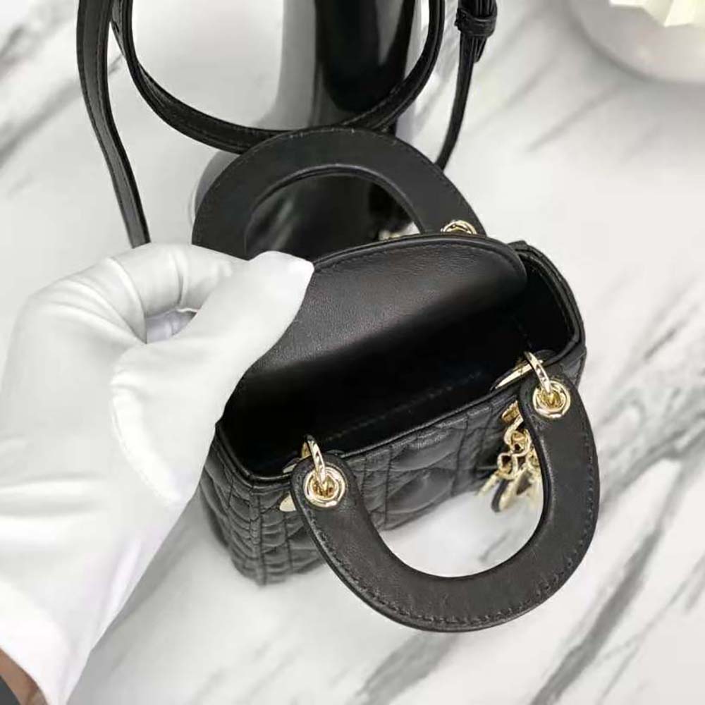 Dior Women Micro Lady Dior Bag Black Cannage Lambskin - image 8