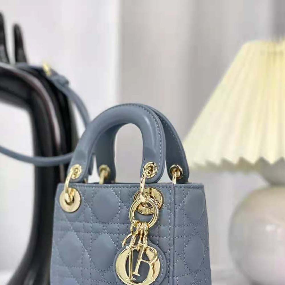 Dior Women Micro Lady Dior Bag Cloud Blue Cannage Lambskin - image 7