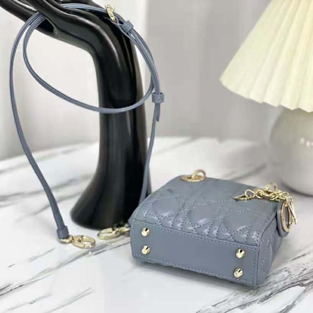 Dior Women Micro Lady Dior Bag Cloud Blue Cannage Lambskin - image 5