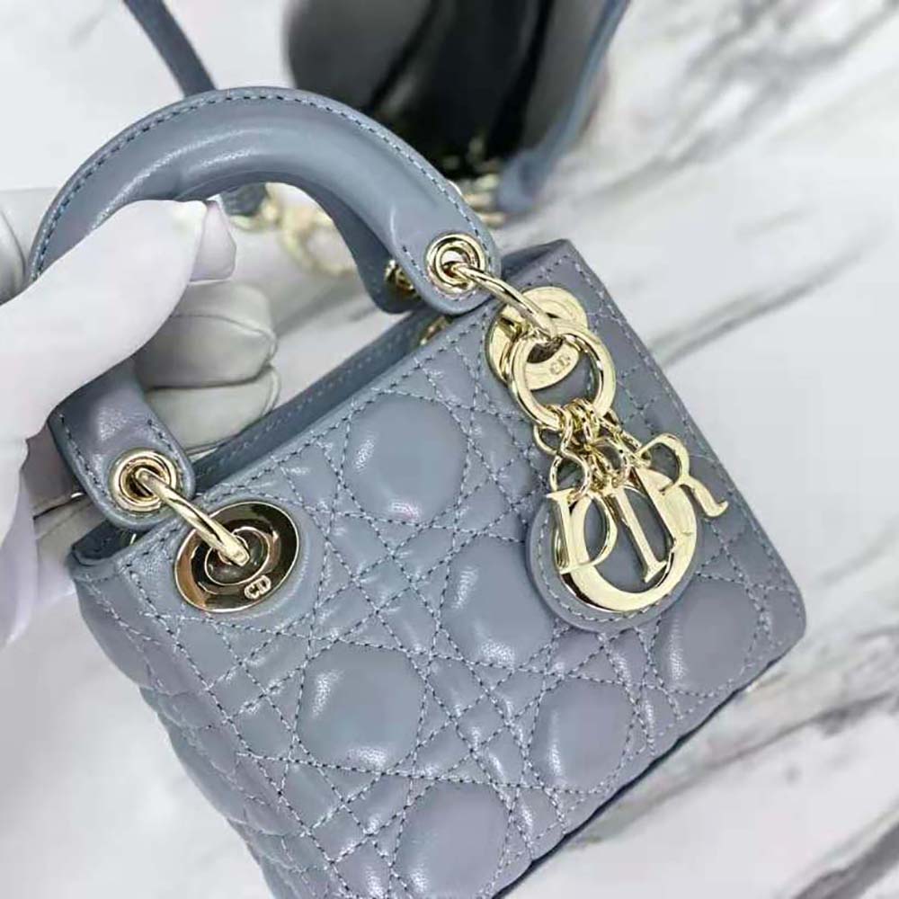 Dior Women Micro Lady Dior Bag Cloud Blue Cannage Lambskin - image 6