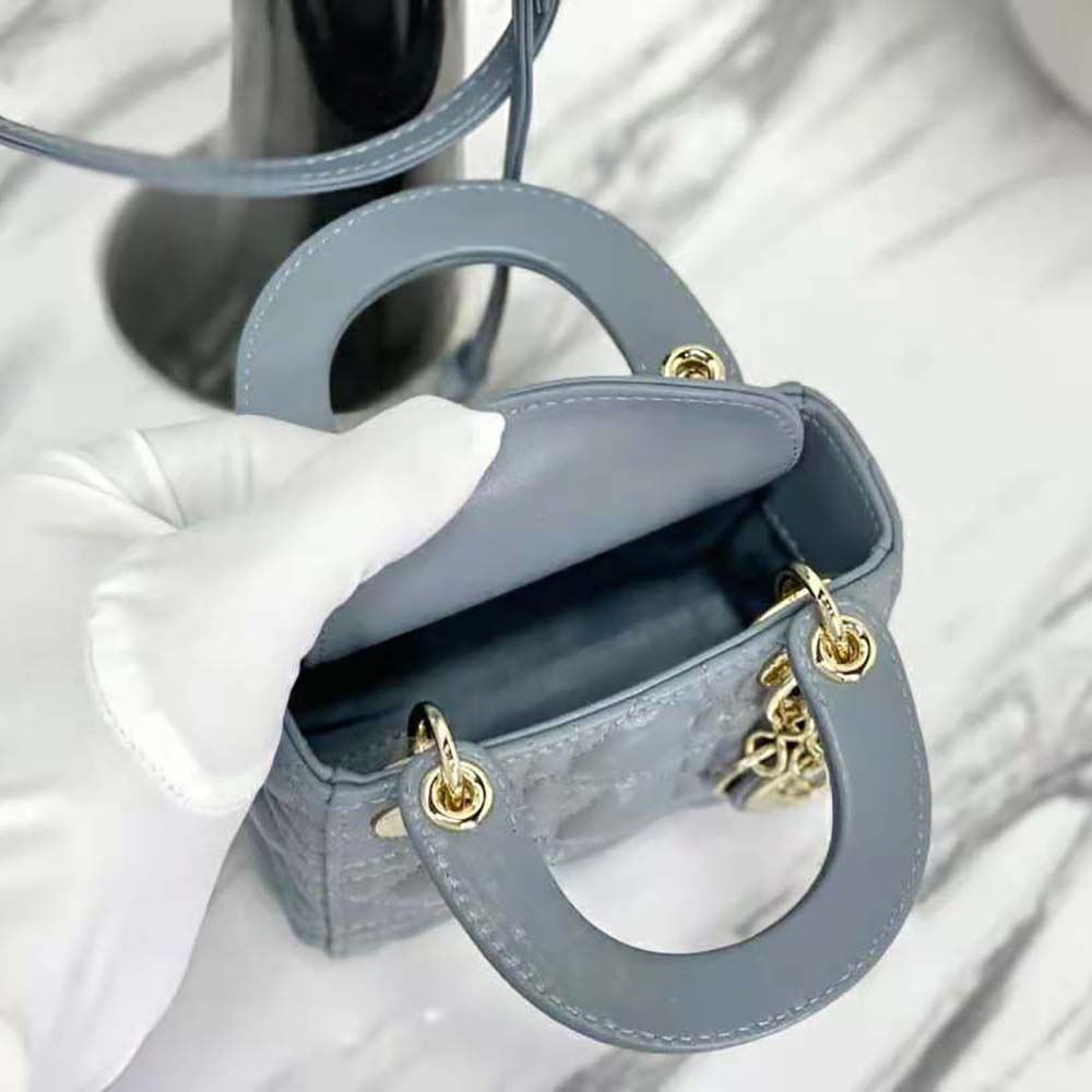 Dior Women Micro Lady Dior Bag Cloud Blue Cannage Lambskin - image 8