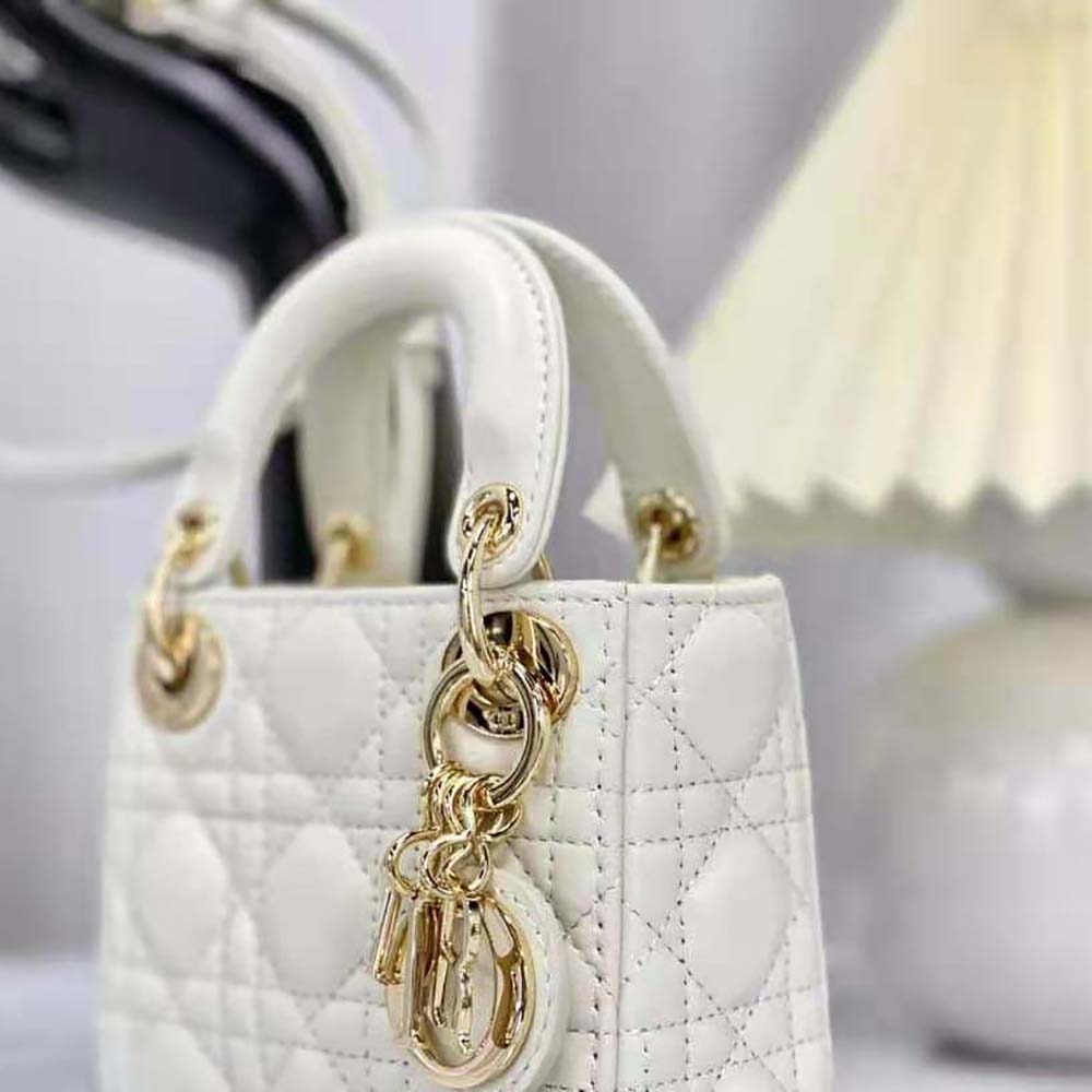 Dior Women Micro Lady Dior Bag Latte Cannage Lambskin - image 8