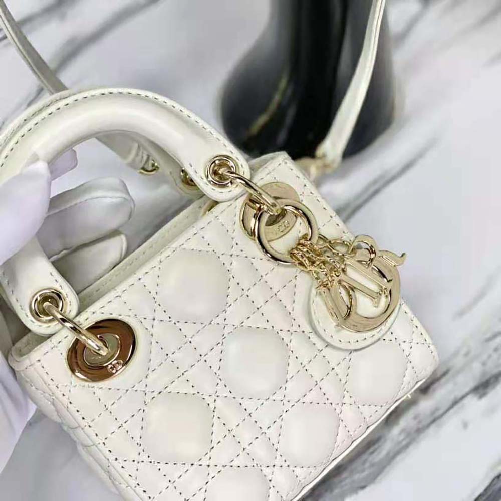 Dior Women Micro Lady Dior Bag Latte Cannage Lambskin - image 6