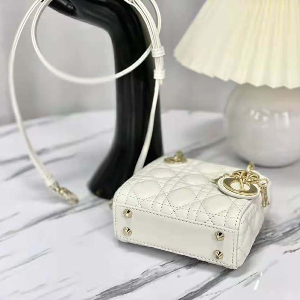 Dior Women Micro Lady Dior Bag Latte Cannage Lambskin - image 5