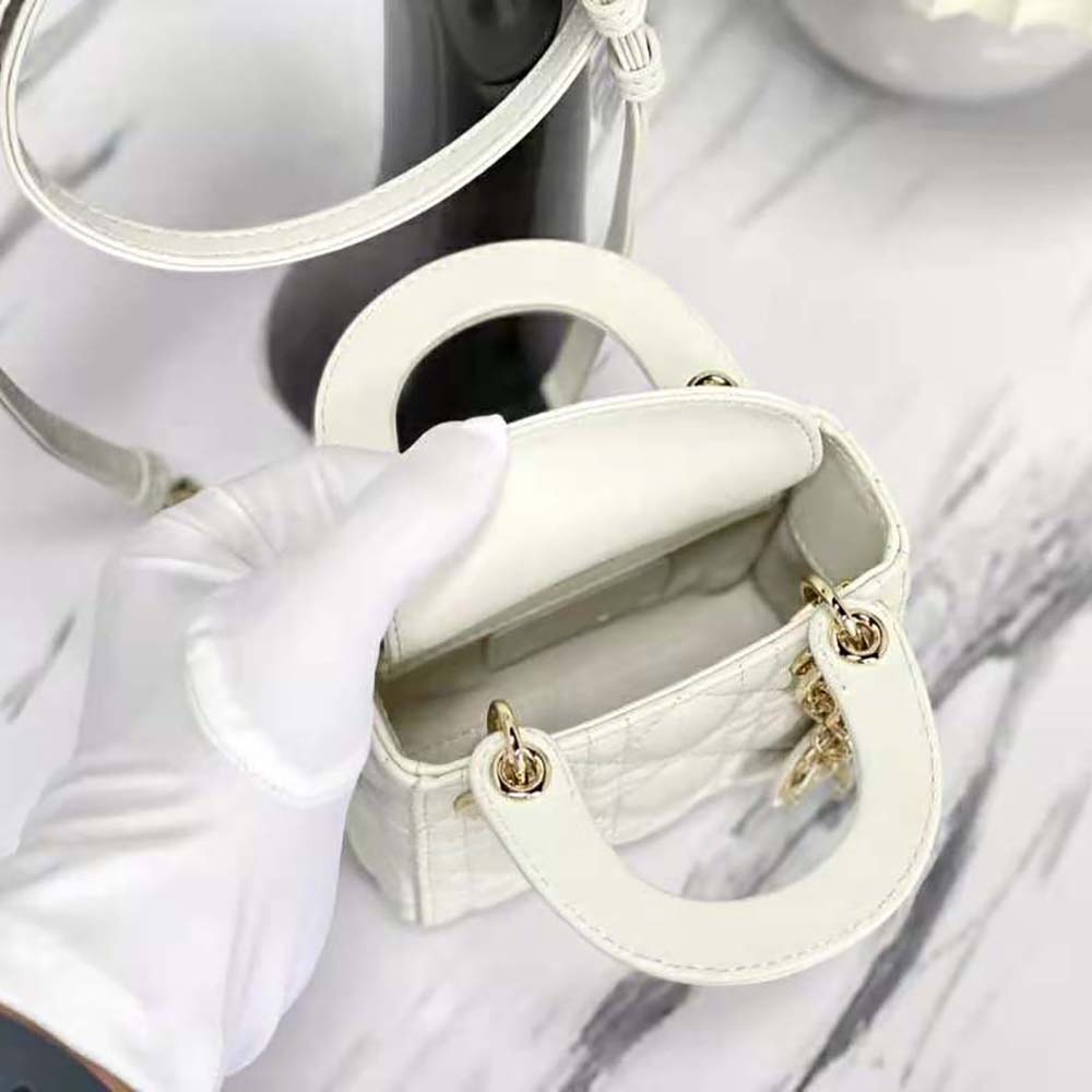Dior Women Micro Lady Dior Bag Latte Cannage Lambskin - image 7