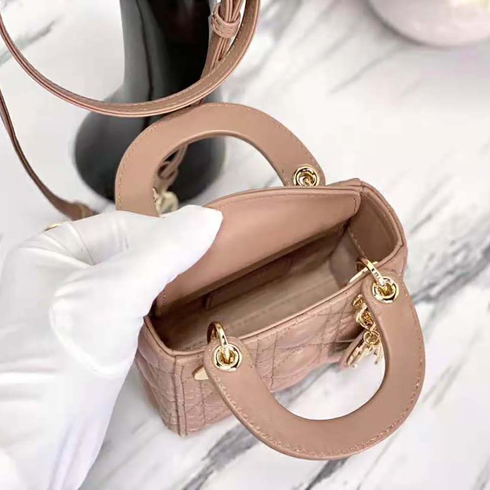 Dior Women Micro Lady Dior Bag Rose Des Vents Cannage Lambskin - image 8