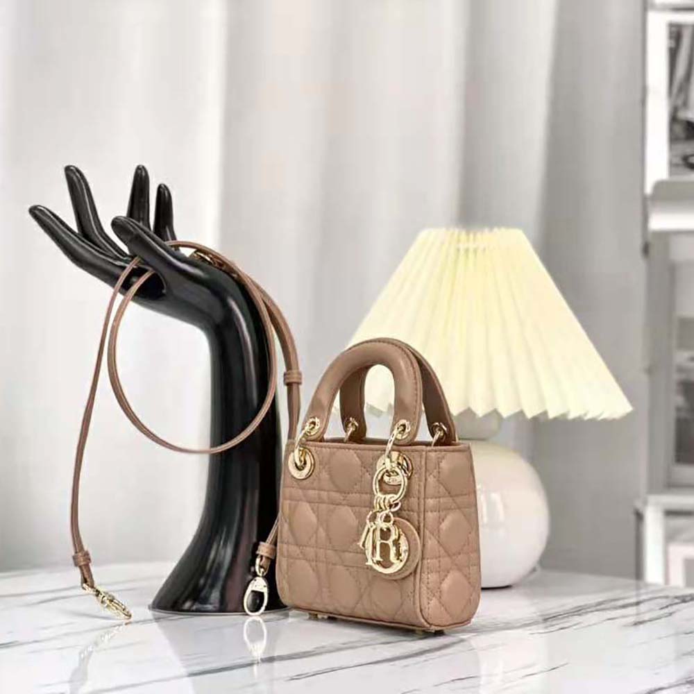 Dior Women Micro Lady Dior Bag Rose Des Vents Cannage Lambskin - image 4
