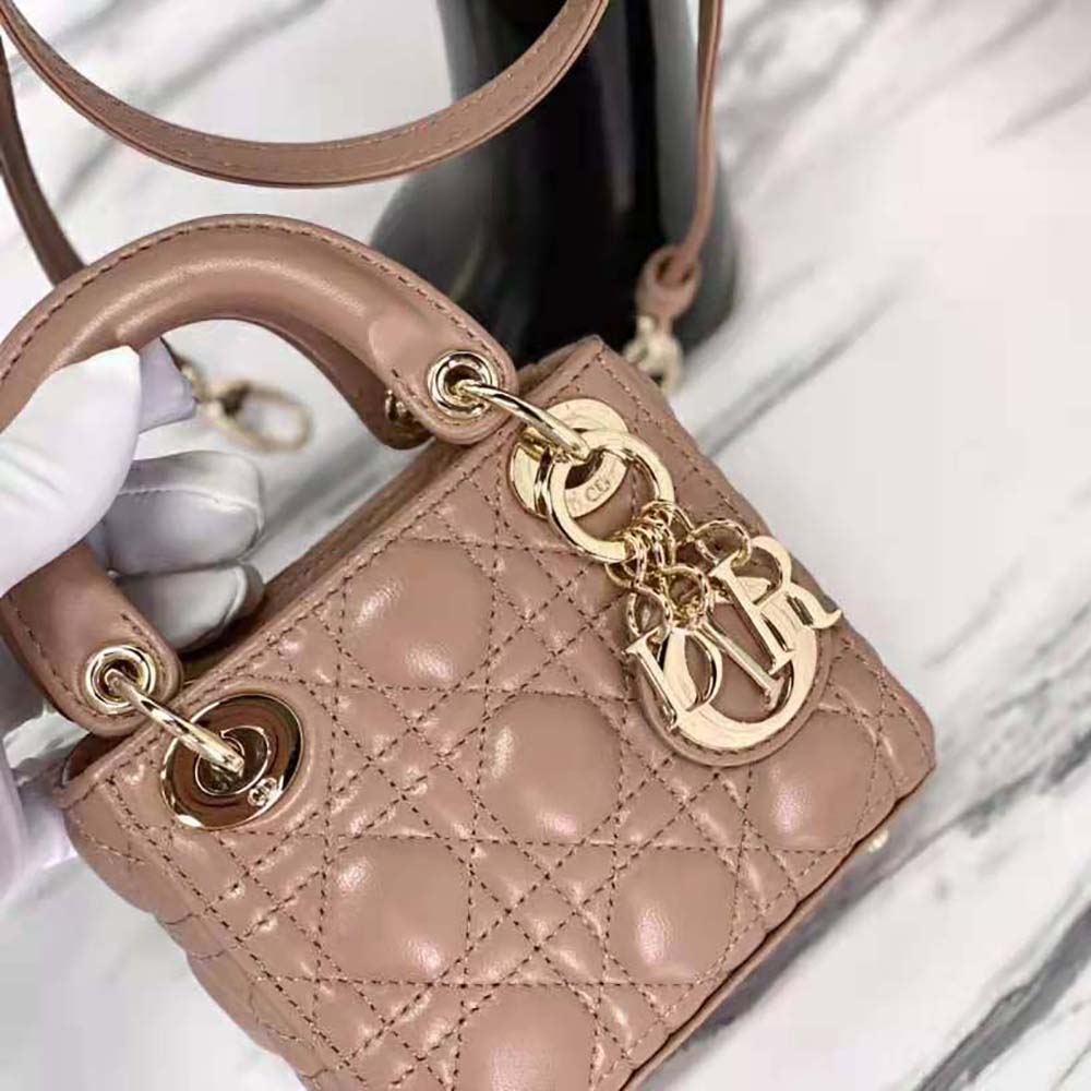 Dior Women Micro Lady Dior Bag Rose Des Vents Cannage Lambskin - image 6