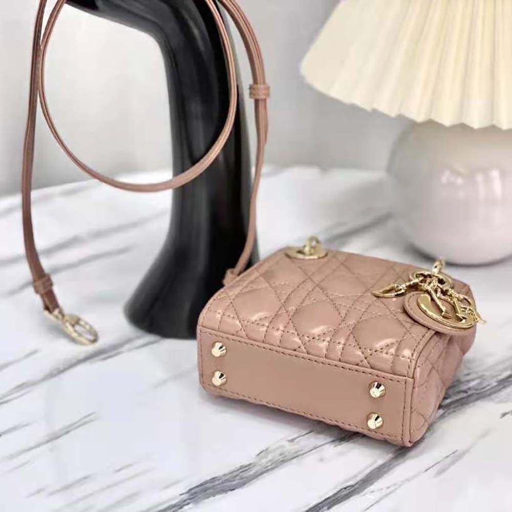 Dior Women Micro Lady Dior Bag Rose Des Vents Cannage Lambskin - image 5