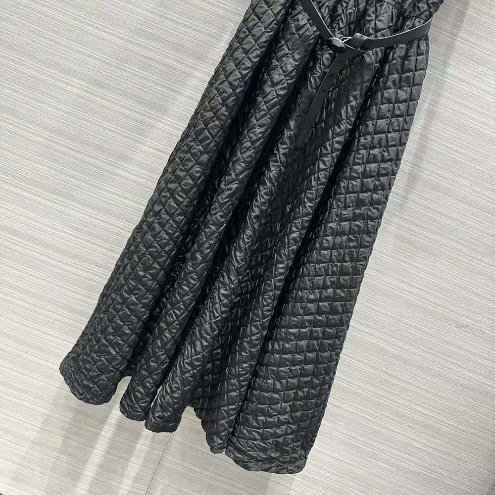 Dior Women Mid-Length Belted Dress Black Matte Cloqué Technical Fabric - image 5