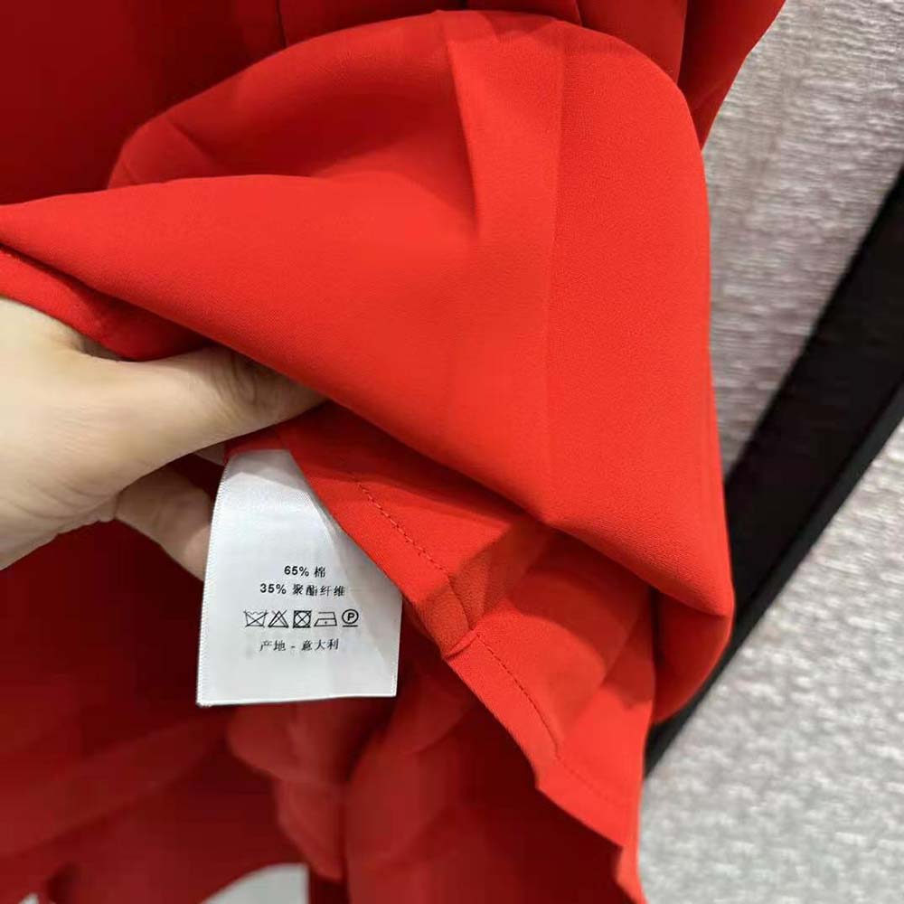 Dior Women Mid-Length Dress Red Wool and Silk Shantung - image 10