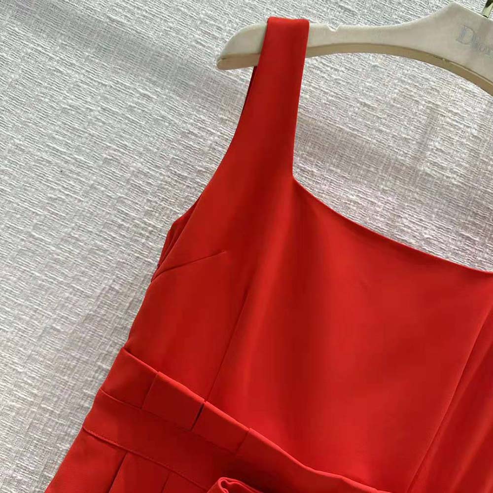 Dior Women Mid-Length Dress Red Wool and Silk Shantung - image 5