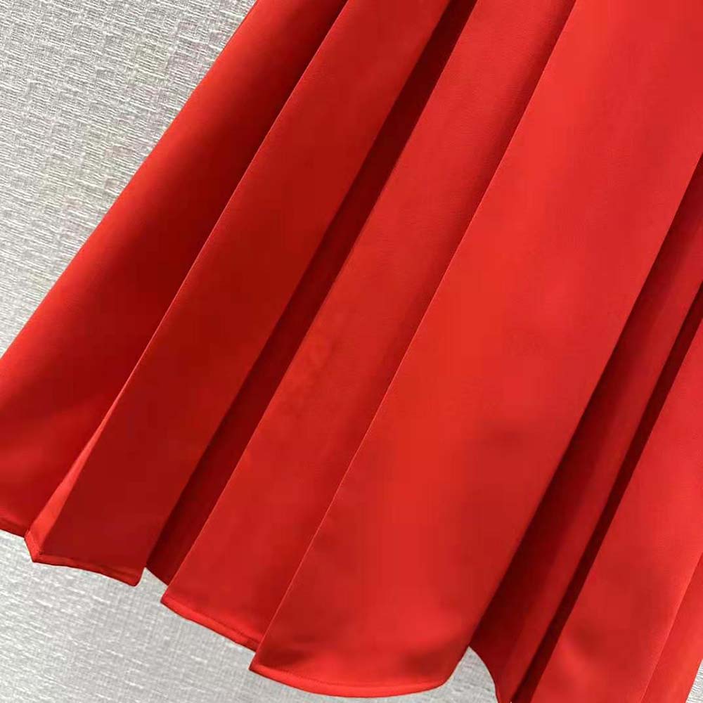 Dior Women Mid-Length Dress Red Wool and Silk Shantung - image 9