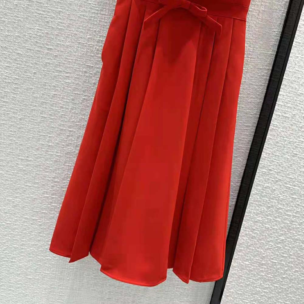 Dior Women Mid-Length Dress Red Wool and Silk Shantung - image 8