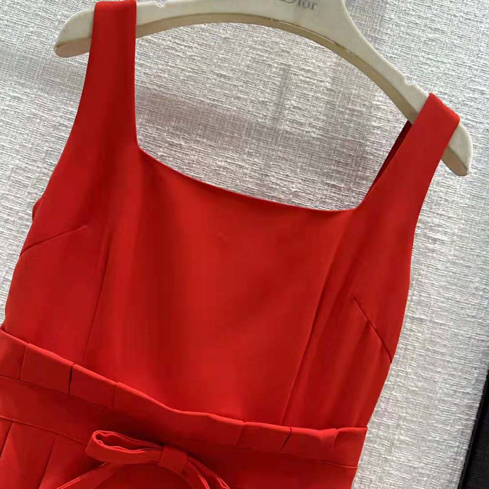 Dior Women Mid-Length Dress Red Wool and Silk Shantung - image 6