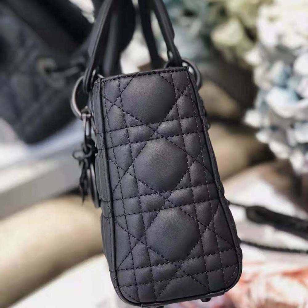 Dior Women Mini Lady Dior Bag Black Ultramatte Cannage Calfskin - image 5