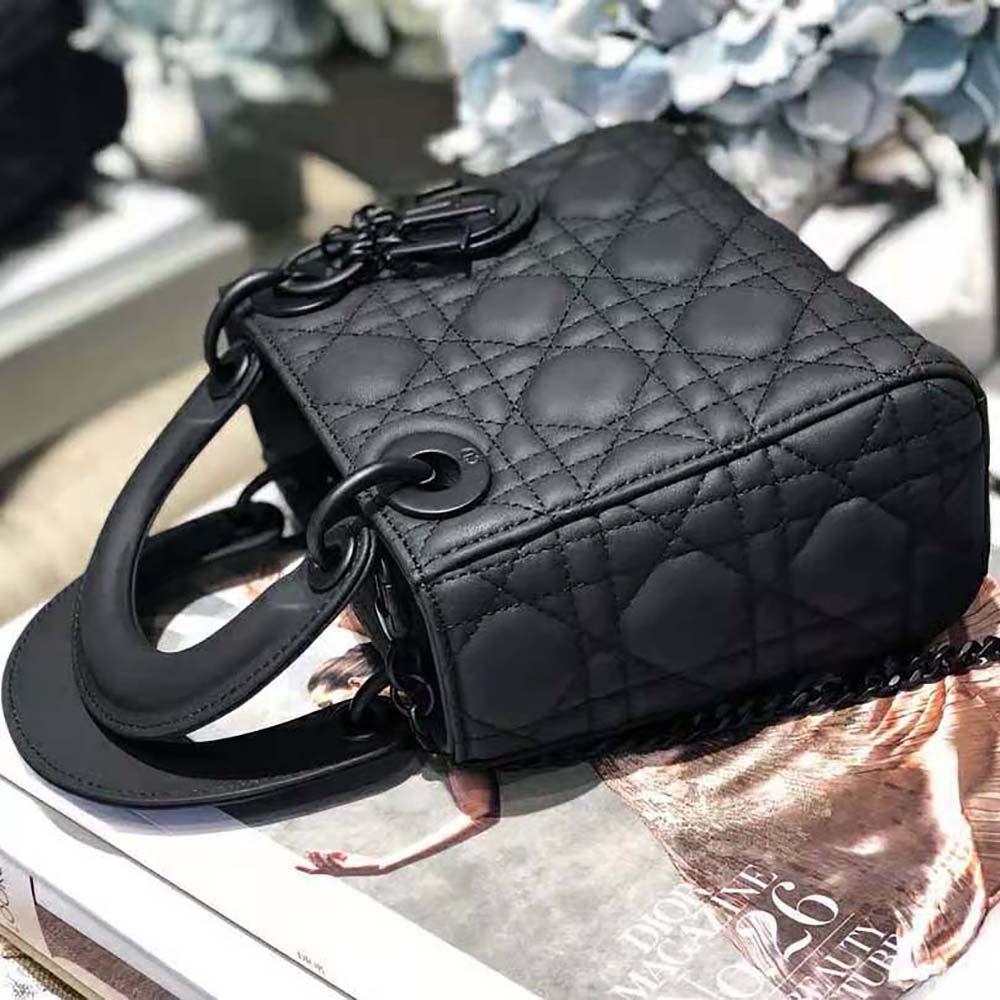 Dior Women Mini Lady Dior Bag Black Ultramatte Cannage Calfskin - image 6