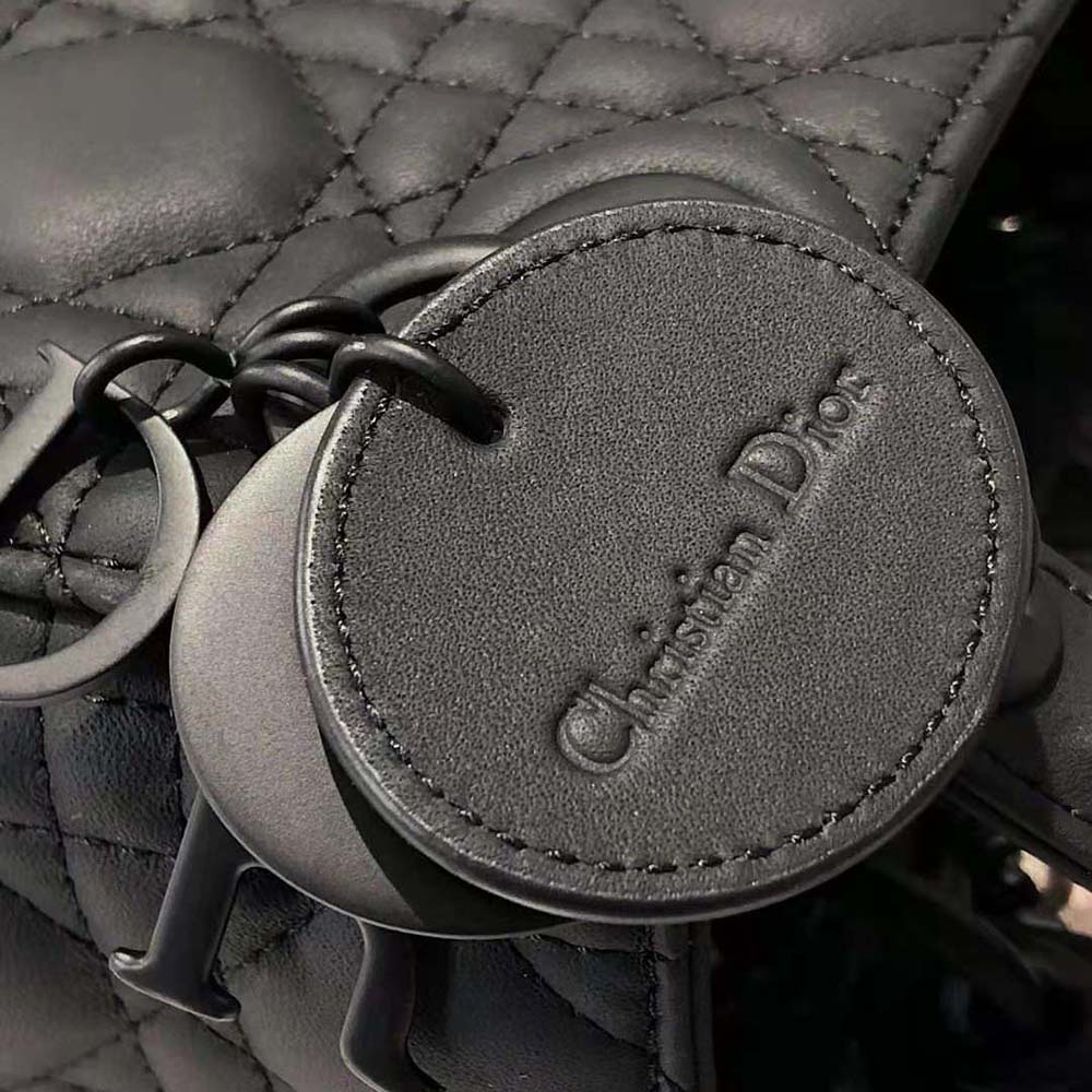 Dior Women Mini Lady Dior Bag Black Ultramatte Cannage Calfskin - image 10