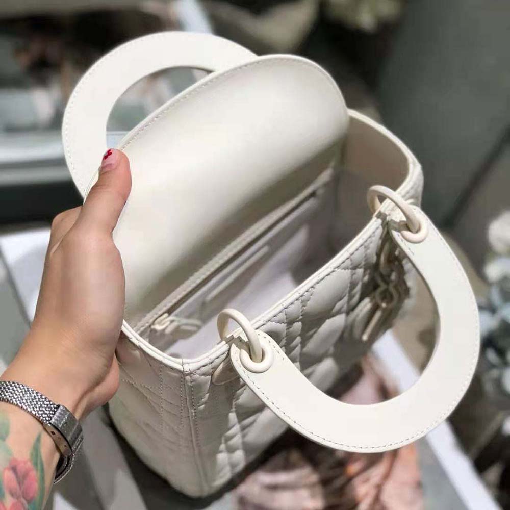 Dior Women Mini Lady Dior Bag Latte Ultramatte Cannage Calfskin - image 9