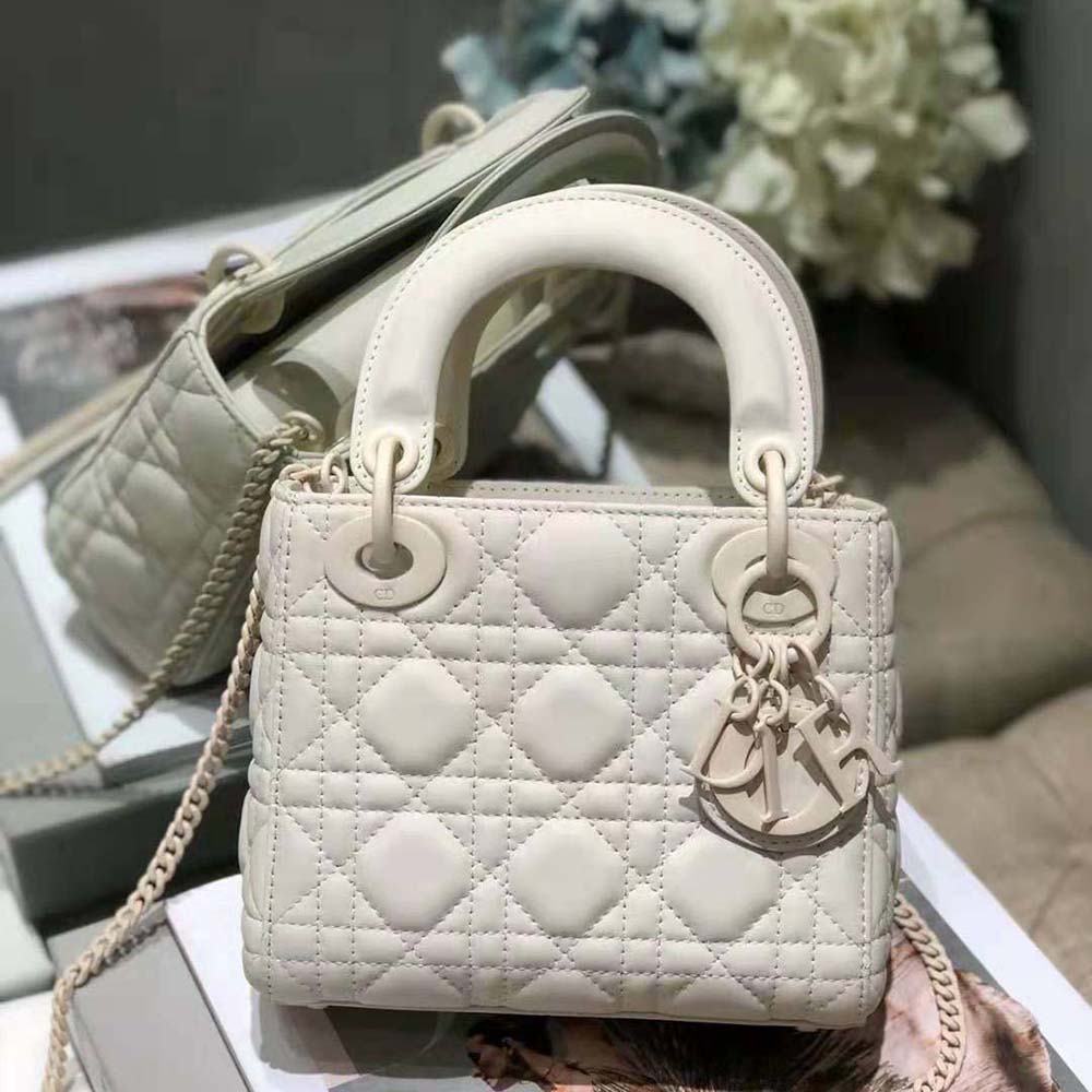 Close-up of signature Cannage quilting on Dior Women Mini Lady Dior Bag