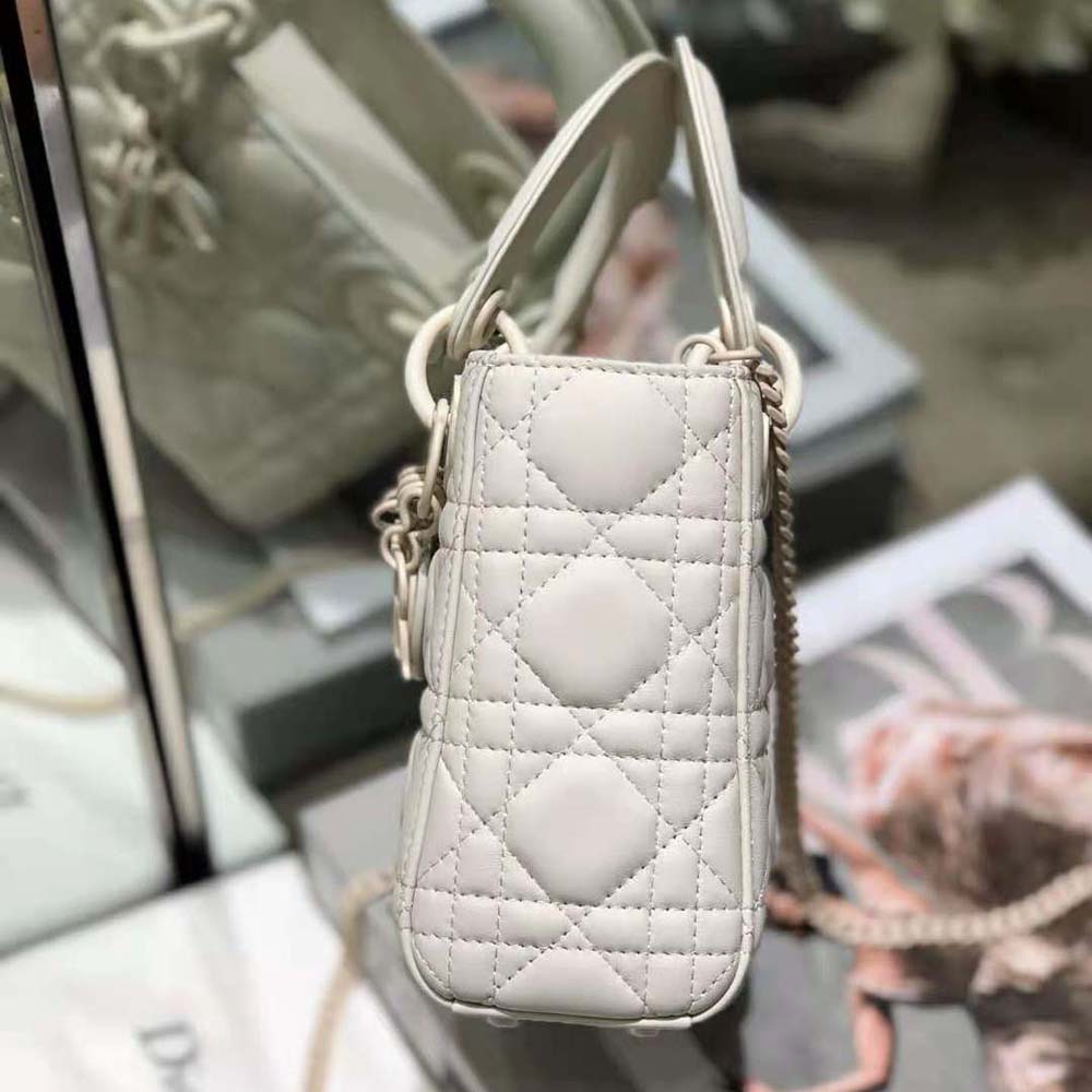 Dior Women Mini Lady Dior Bag Latte Ultramatte Cannage Calfskin - image 6