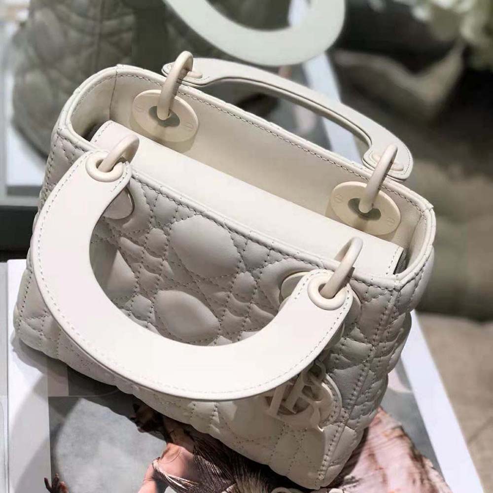 Dior Women Mini Lady Dior Bag Latte Ultramatte Cannage Calfskin - image 8