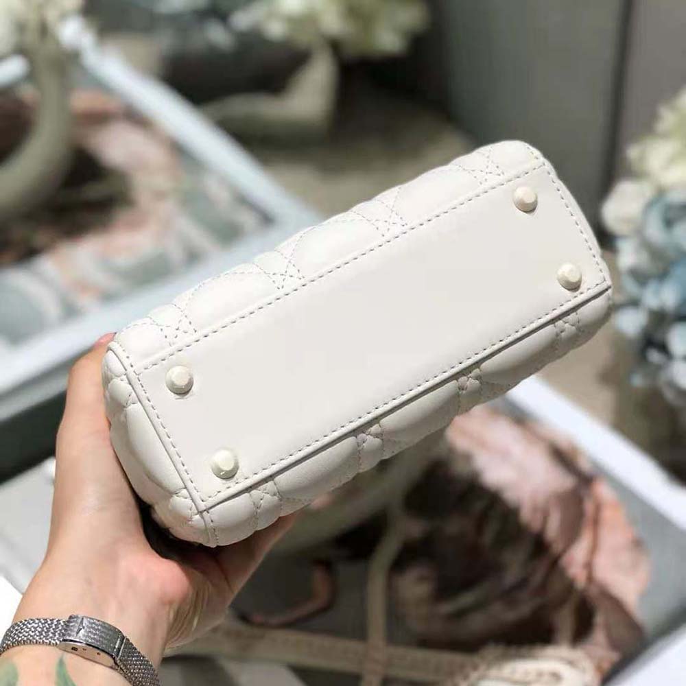 Dior Women Mini Lady Dior Bag Latte Ultramatte Cannage Calfskin - image 7