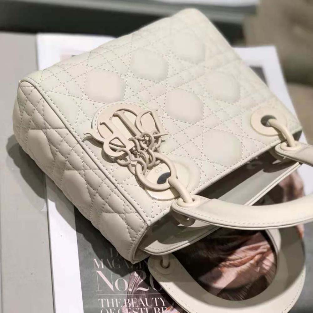 Dior Women Mini Lady Dior Bag Latte Ultramatte Cannage Calfskin - image 5