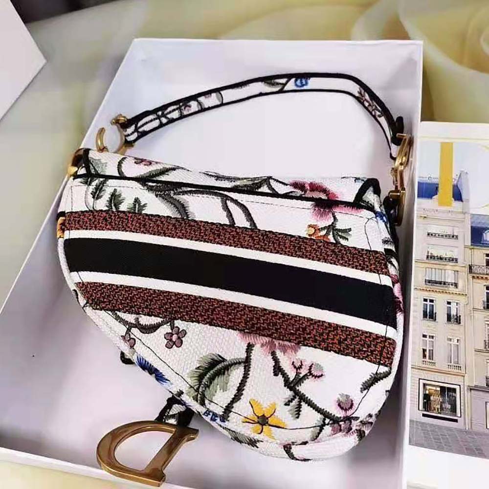 Dior Women Saddle Bag White Multicolor Dior Petites Fleurs Embroidery - image 4