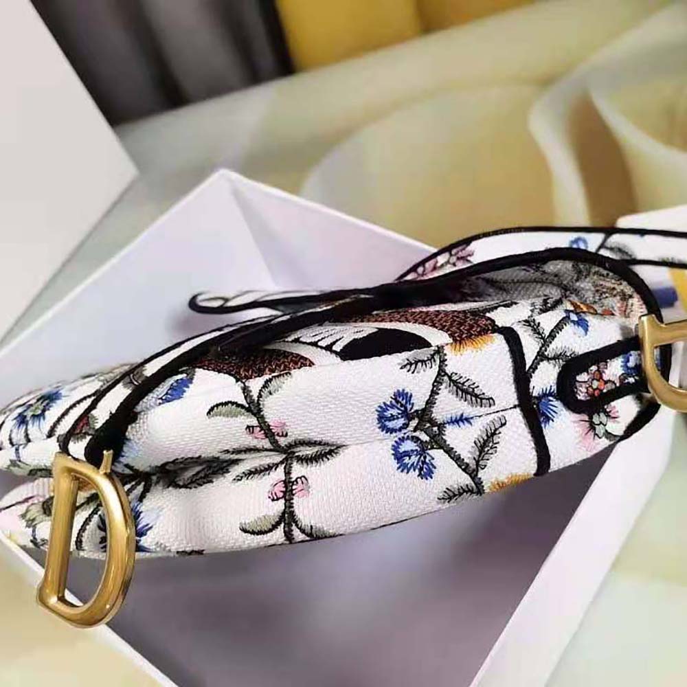 Dior Women Saddle Bag White Multicolor Dior Petites Fleurs Embroidery - image 7