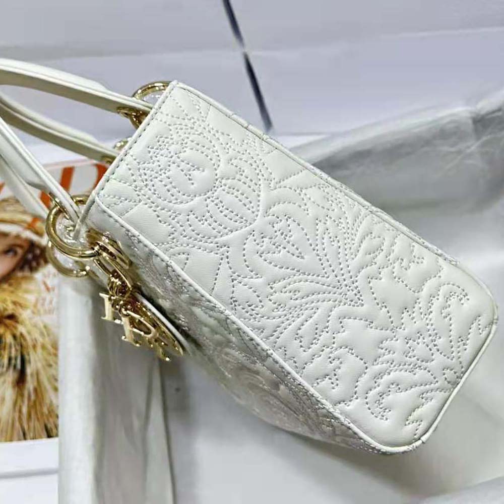 Dior Women Small Lady Dior my Abcdior Bag Latte Quilted-Effect Lambskin with Ornamental Motif - image 4