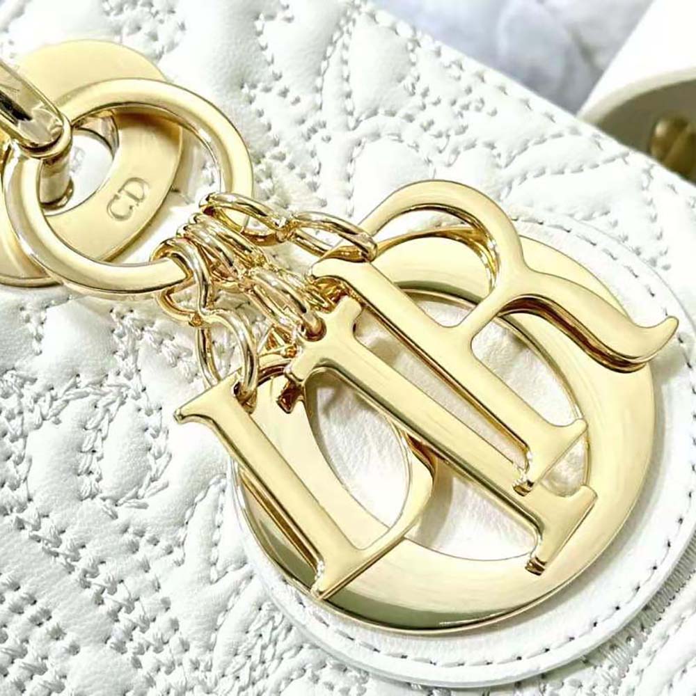 Dior Women Small Lady Dior my Abcdior Bag Latte Quilted-Effect Lambskin with Ornamental Motif - image 9