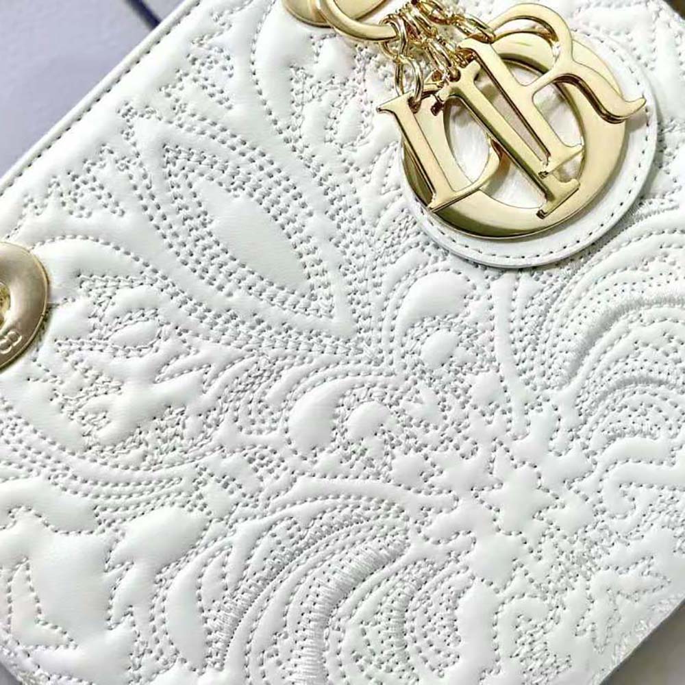 Dior Women Small Lady Dior my Abcdior Bag Latte Quilted-Effect Lambskin with Ornamental Motif - image 8