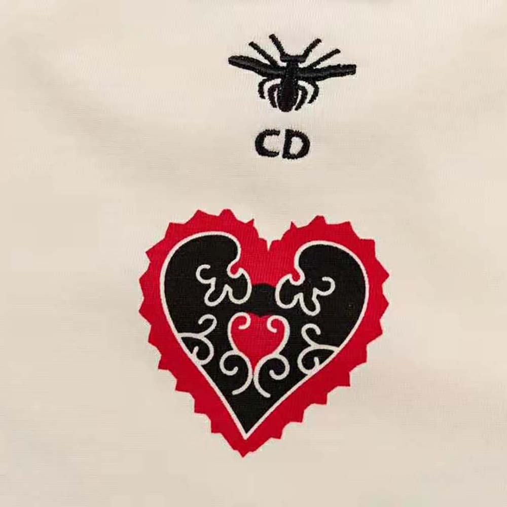 Dior Women T-Shirt Ecru Cotton Jersey and Linen with Dior Bandana Motif - image 4