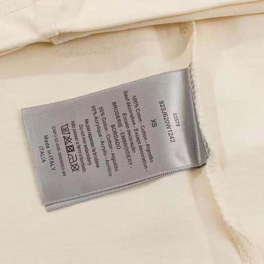Dior Women T-Shirt Ecru Cotton Jersey and Linen with Dior Bandana Motif - image 9