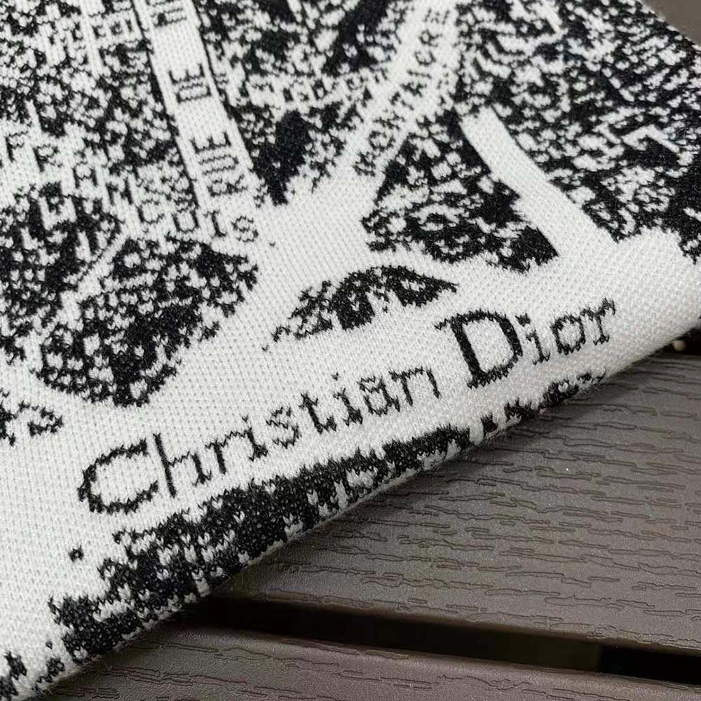 Dior Women T-shirt White and Black Linen, Cashmere and Silk Knit with Plan de Paris Motif - image 6