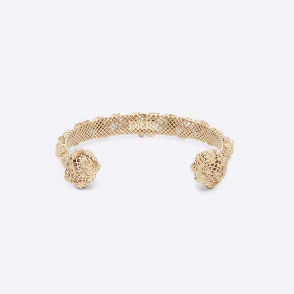 Front view of Dior Women Tribales Bangle Gold-Finish Metal on wrist