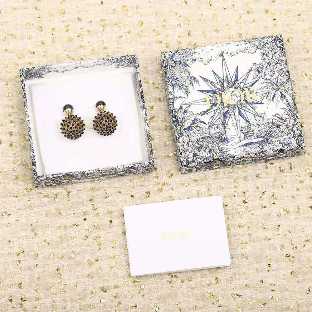 Side view showcasing Dior Women Tribales Earrings double-sided silhouette