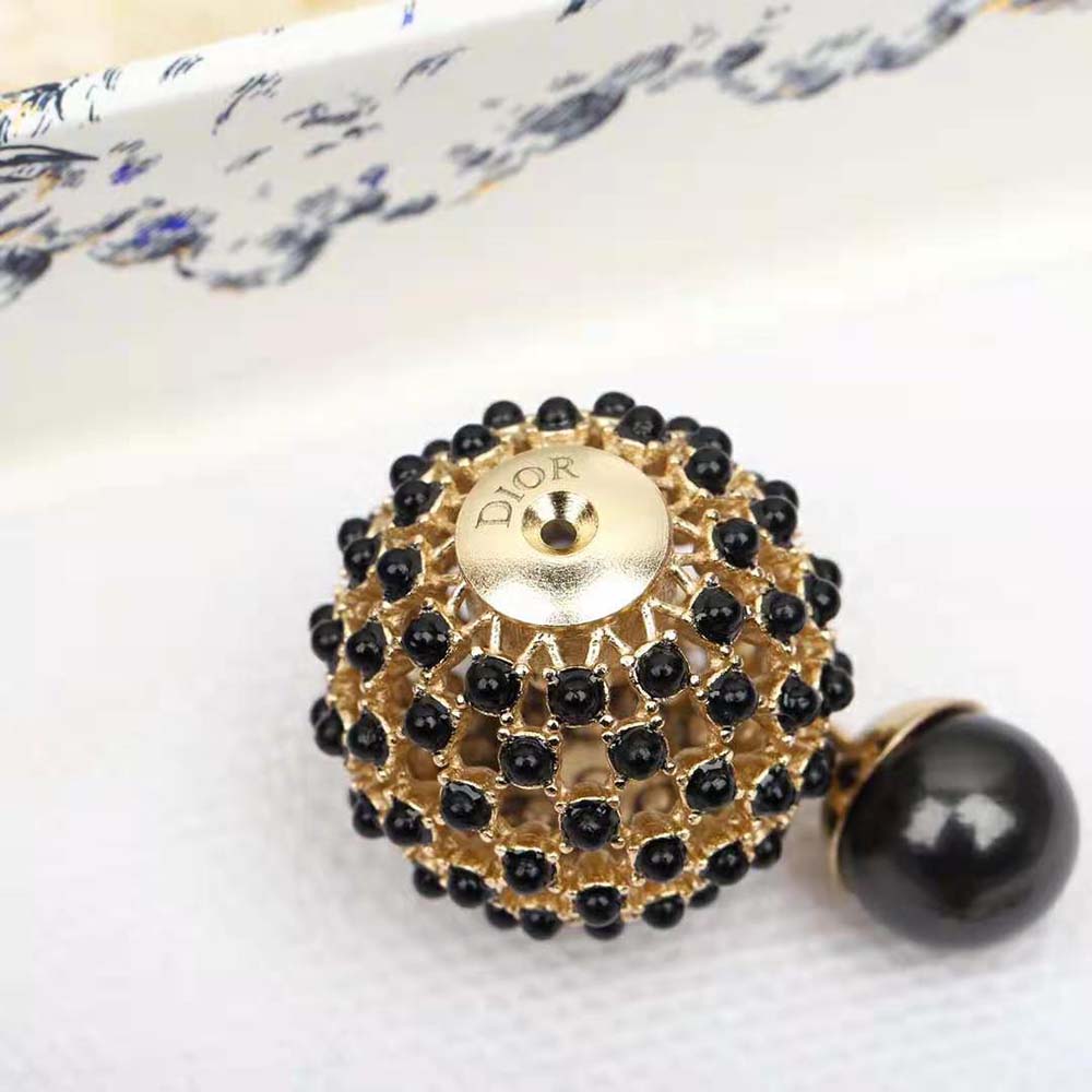 Dior Women Tribales Earrings Gold-Finish Metal and Black Stone-Effect Resin Pearls - image 6