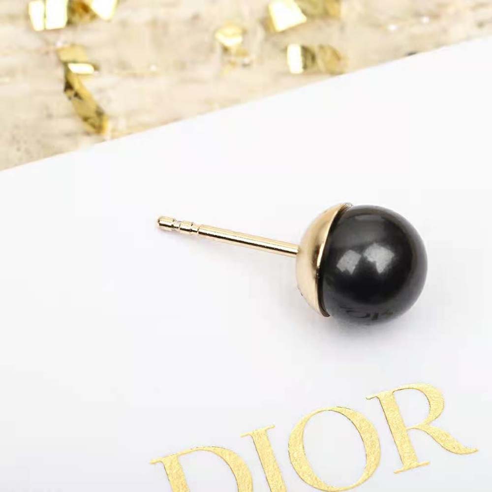 Dior Women Tribales Earrings Gold-Finish Metal and Black Stone-Effect Resin Pearls - image 7