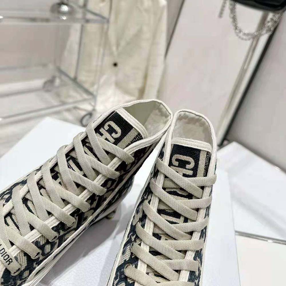 Dior Women Walk’N’Dior High-Top Platform Sneaker Deep Blue Dior Oblique Embroidered Cotton - image 10