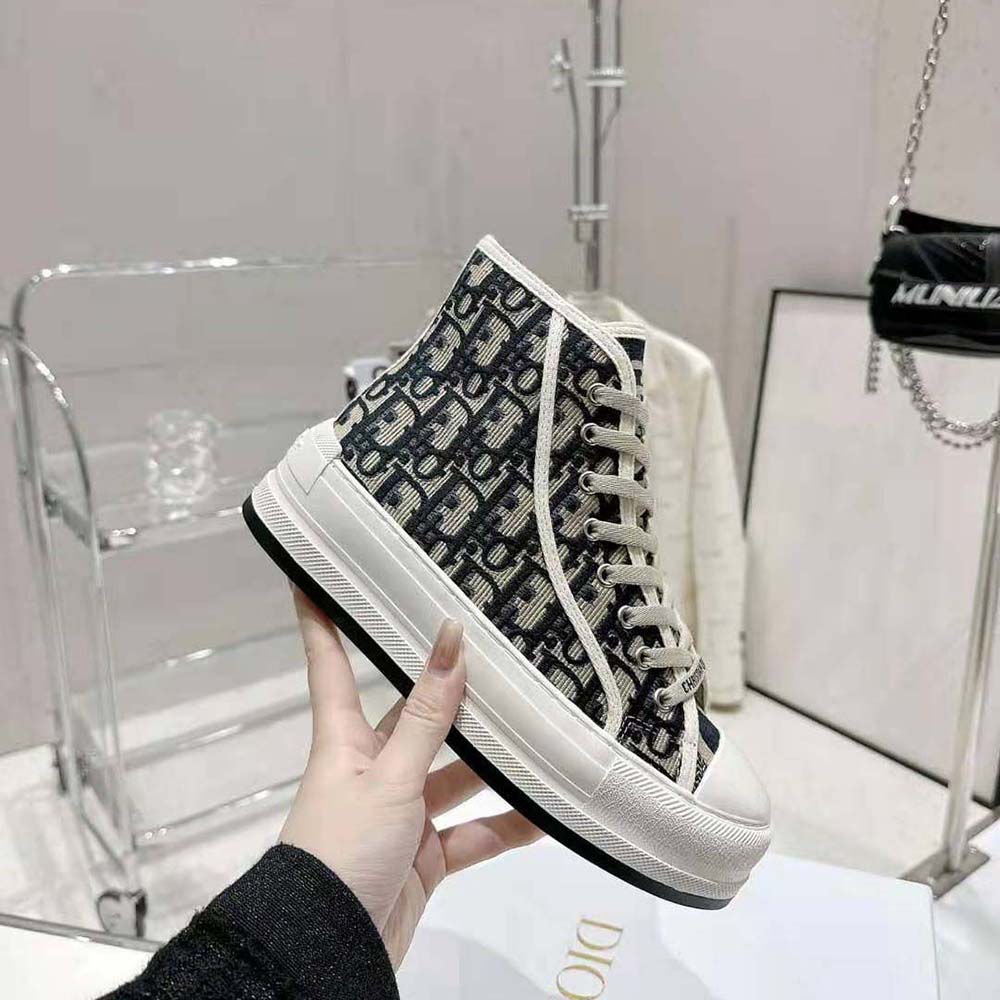 Dior Women Walk’N’Dior High-Top Platform Sneaker Deep Blue Dior Oblique Embroidered Cotton - image 7