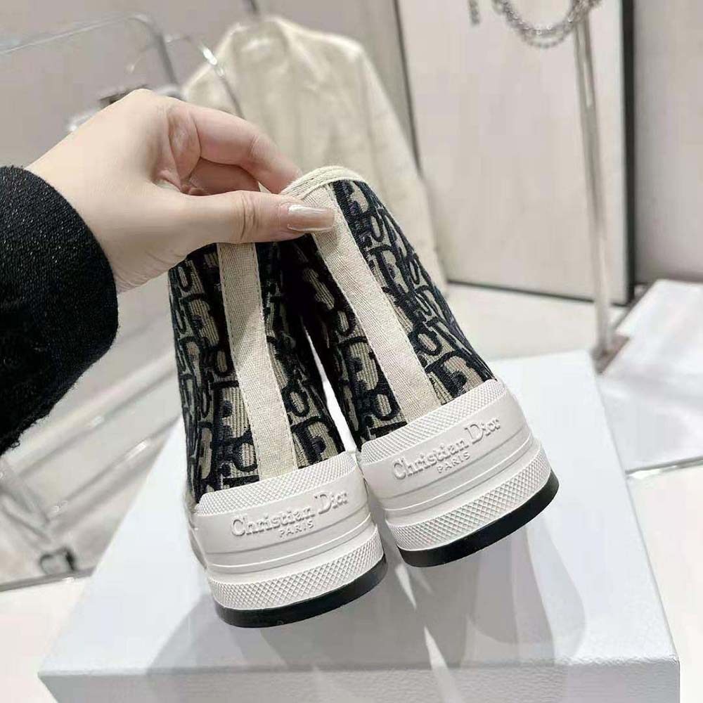 Dior Women Walk’N’Dior High-Top Platform Sneaker Deep Blue Dior Oblique Embroidered Cotton - image 8