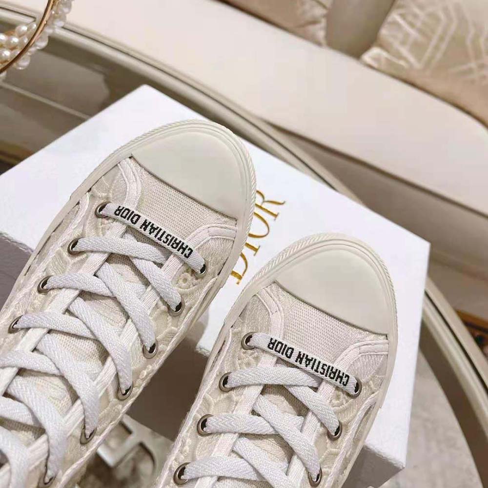 Dior Women Walk’N’Dior High-Top Sneaker White Macramé Embroidered Cotton - image 9