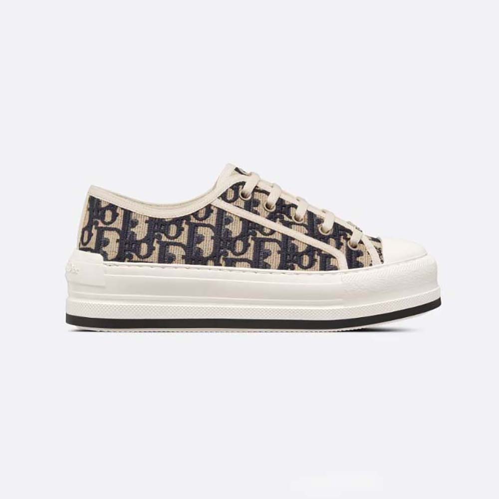 Side profile of Dior Women Walk’N’Dior Platform Sneaker in deep blue