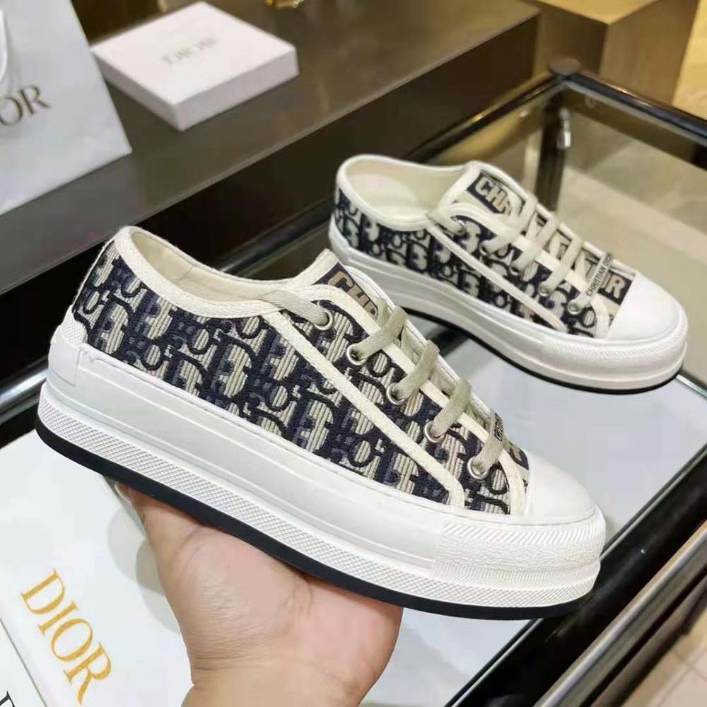 Dior Women Walk’N’Dior Platform Sneaker Deep Blue Dior Oblique Embroidered Cotton - image 5