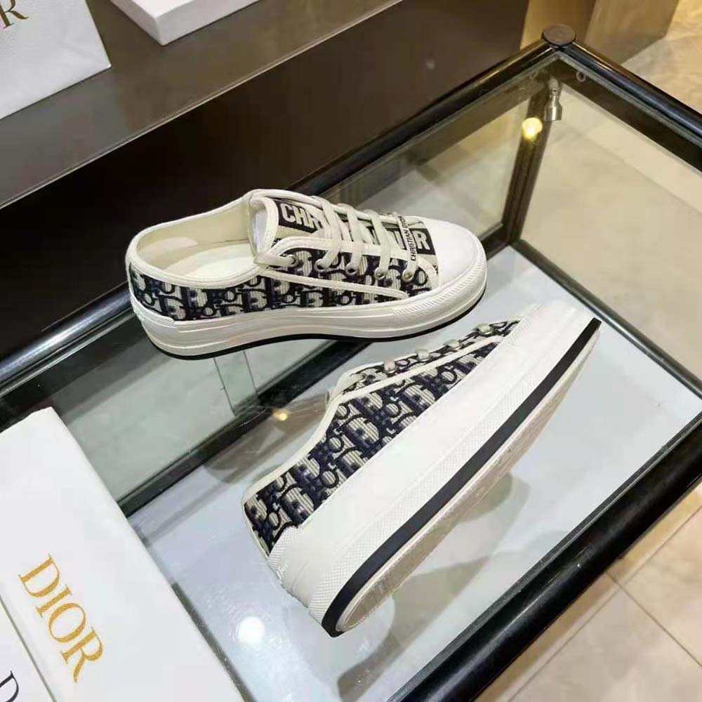 Dior Women Walk’N’Dior Platform Sneaker Deep Blue Dior Oblique Embroidered Cotton - image 7