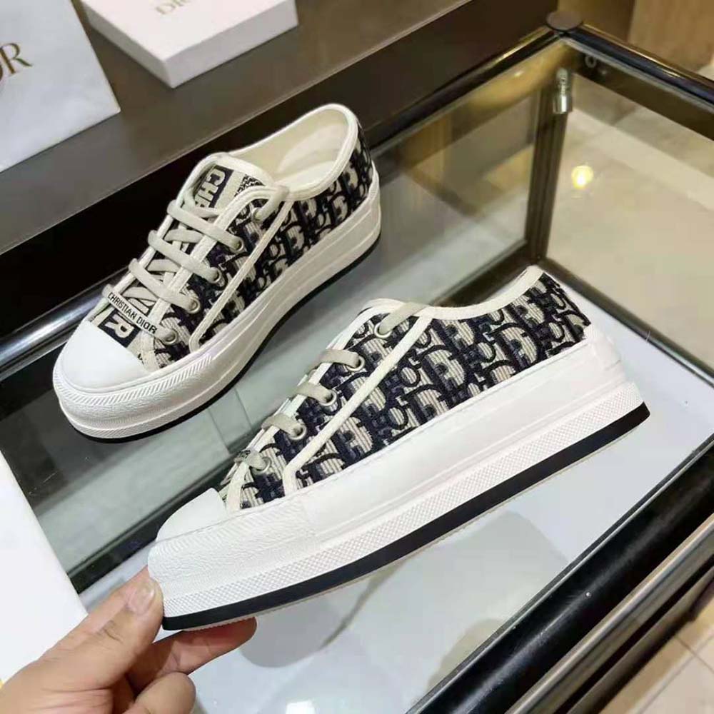 Dior Women Walk’N’Dior Platform Sneaker Deep Blue Dior Oblique Embroidered Cotton - image 8