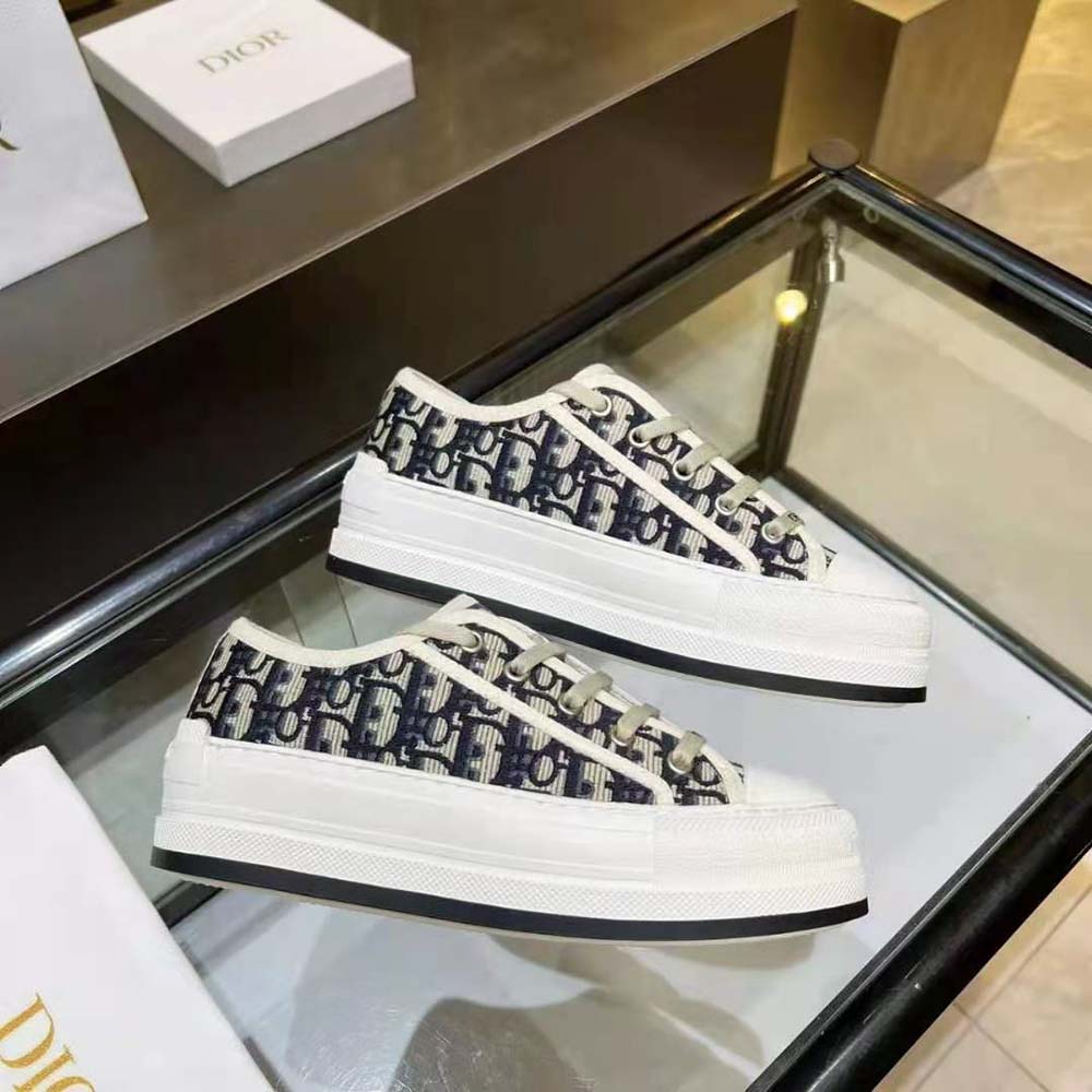 Dior Women Walk’N’Dior Platform Sneaker Deep Blue Dior Oblique Embroidered Cotton - image 6