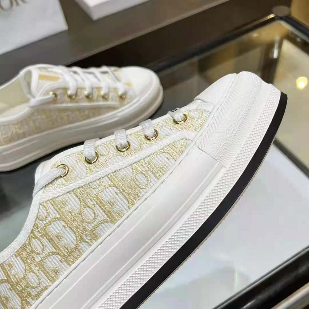 Dior Women Walk’N’Dior Platform Sneaker Gold-Tone Dior Oblique Cotton with Metallic Thread Embroidery - image 9